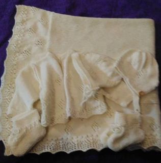 baby shawl and layette