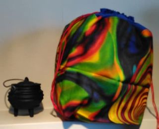 fluro swirls with blue trim